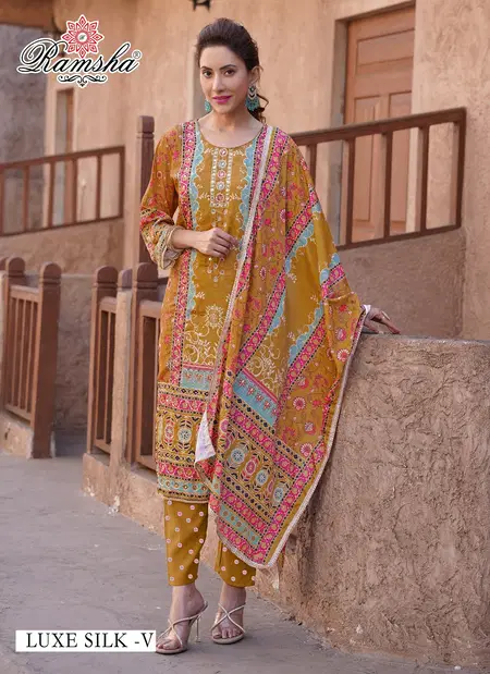 Ramsha Luxe Silk U And V Ready Made Pakistani Salwar Suits Wholesale In India